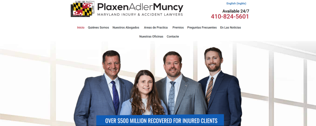 mejores firmas de abogados de resbalones y caídas mejor valoradas en Baltimore según reseñas de clientes, Plaxen Adler Muncy