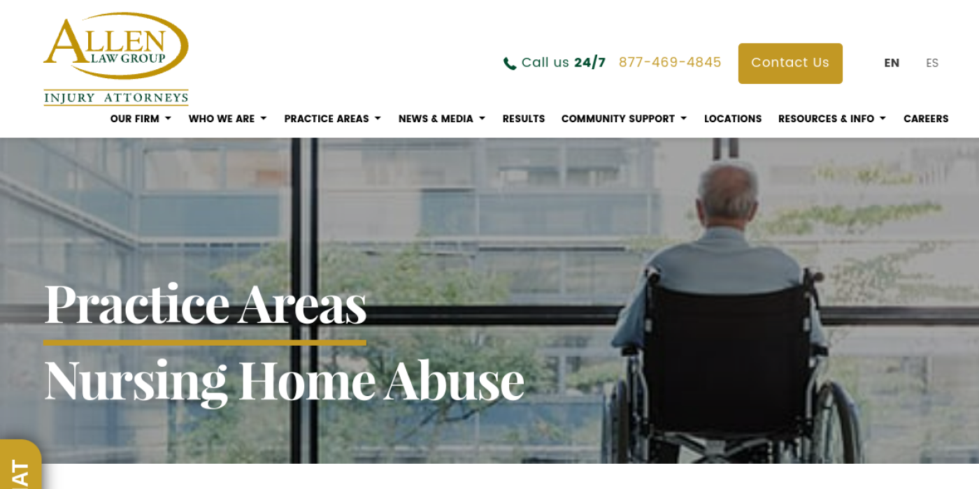 Allen Law Group nursing home abuse and neglect page, Indiana