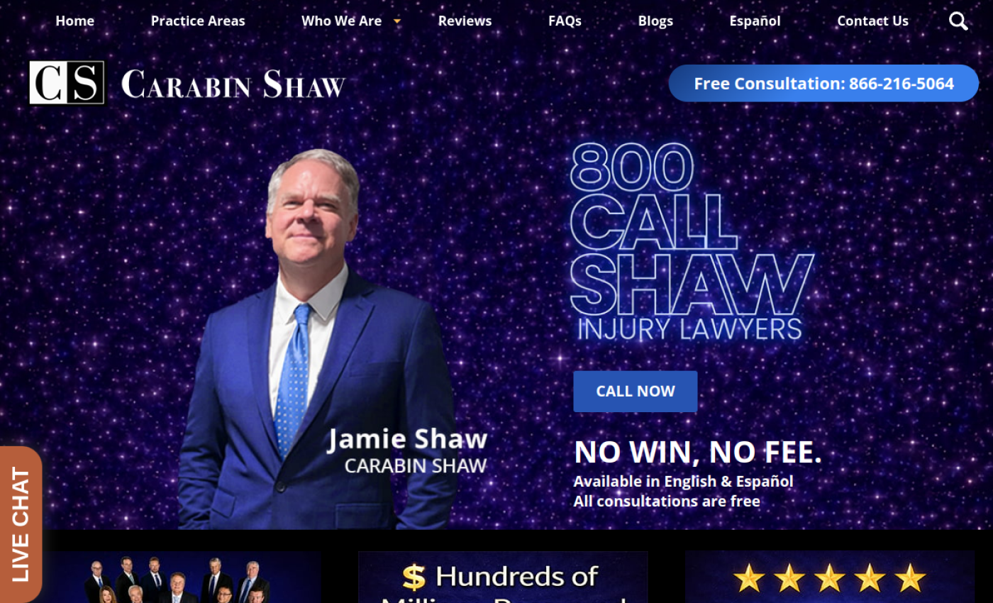 Carabin Shaw San Antonio injury lawyers homepage