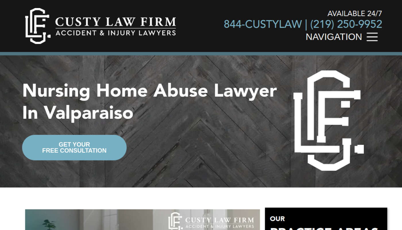 Custy Law Firm nursing home abuse page, Valparaiso, Indiana