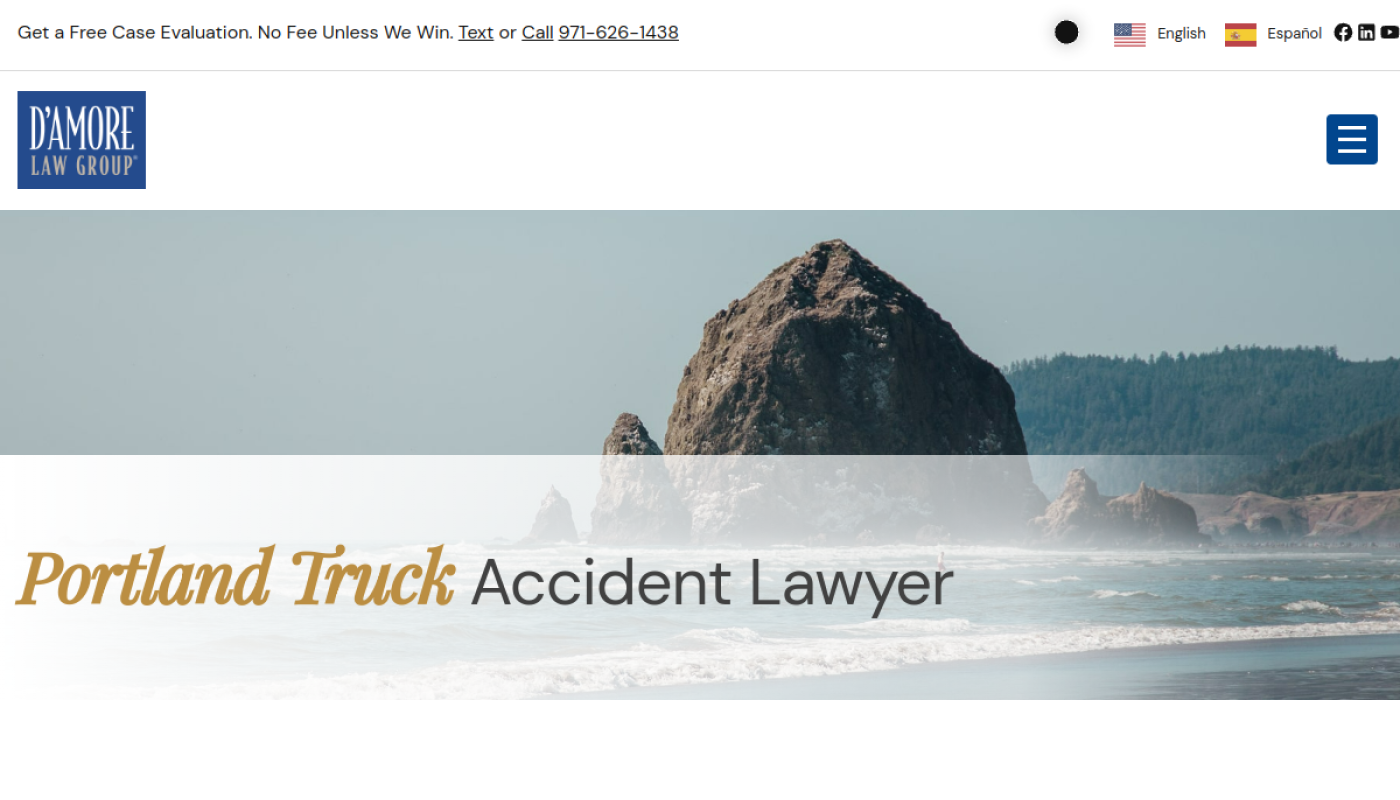 D'Amore Law Group Portland truck accident lawyer page