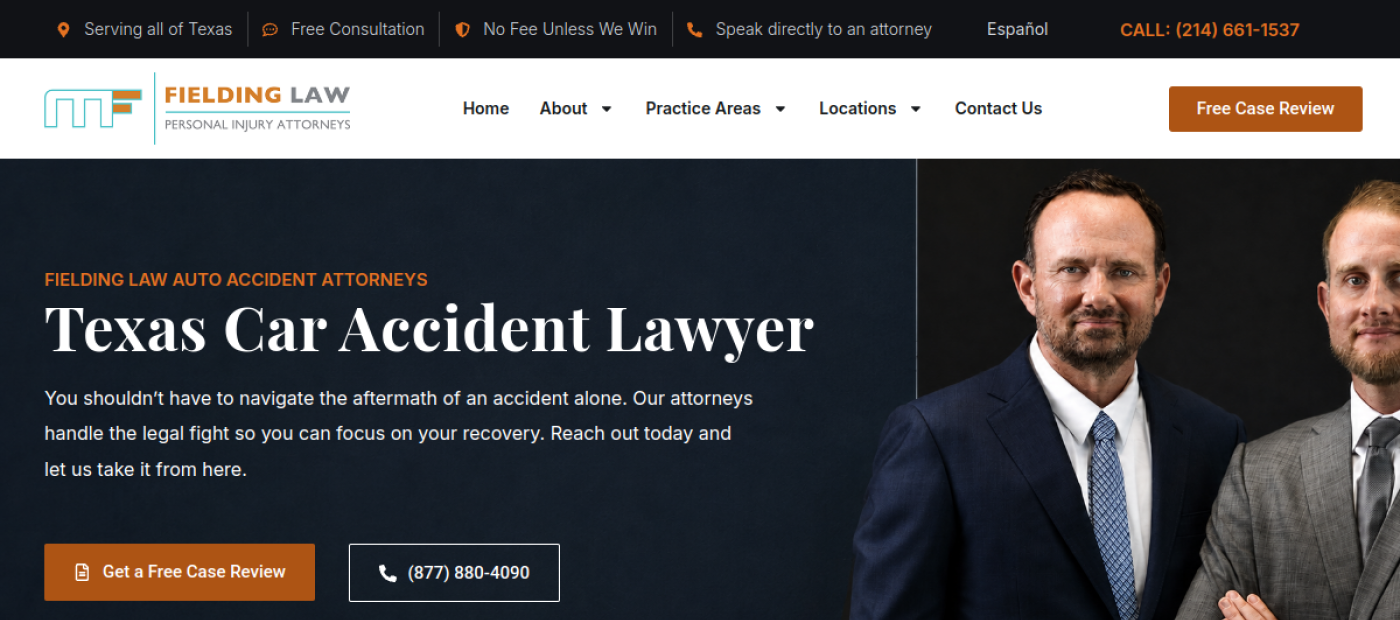 Fielding Law Texas car accident lawyer page
