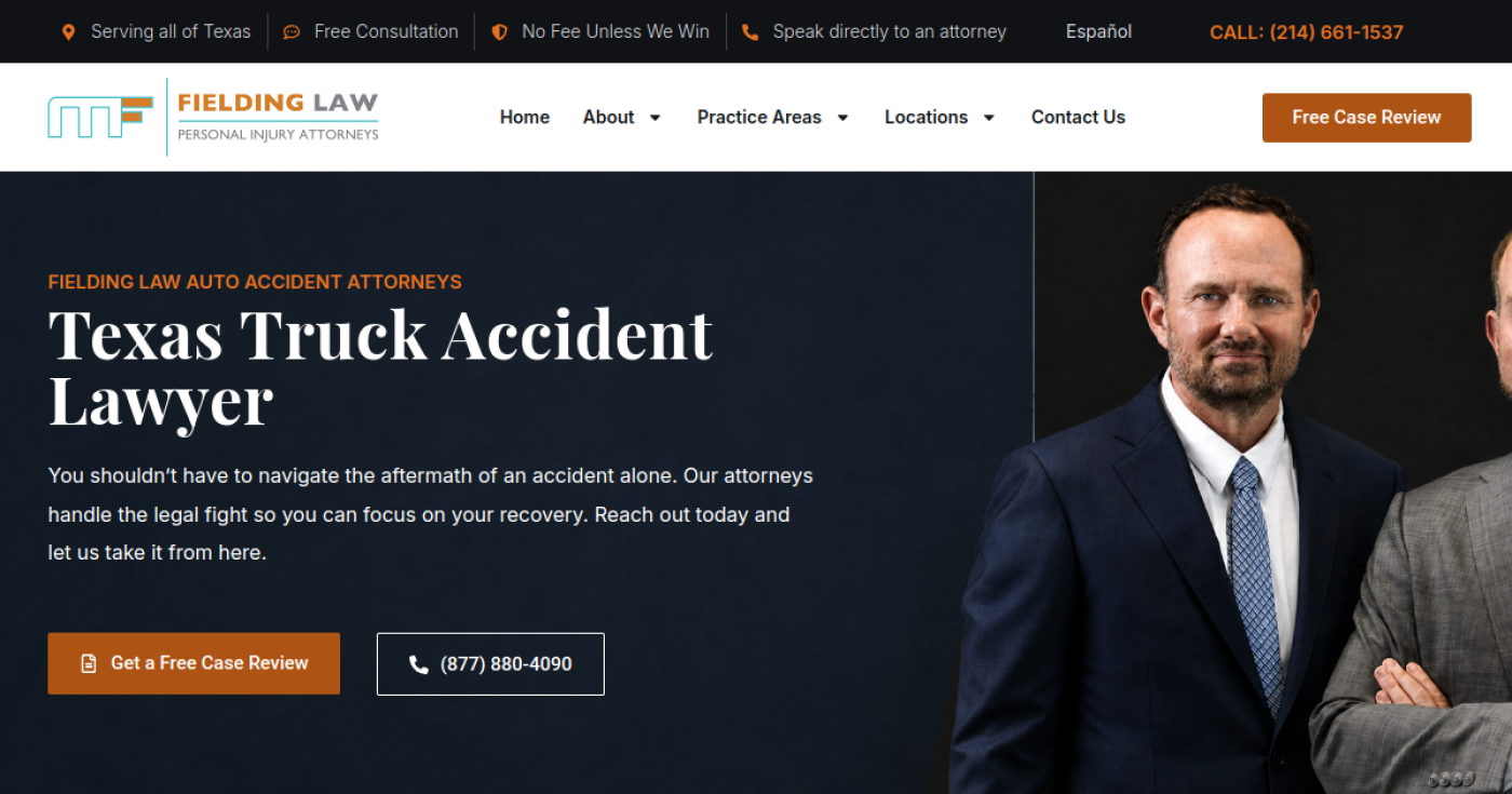Fielding Law Texas truck accident lawyer page