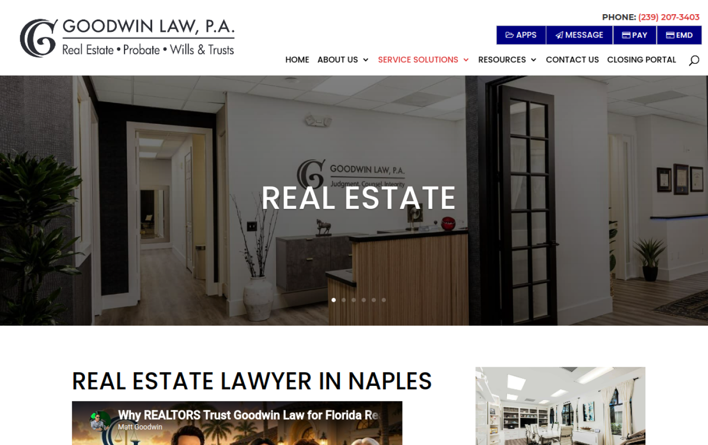 Goodwin Law real estate lawyer page in Naples, Florida
