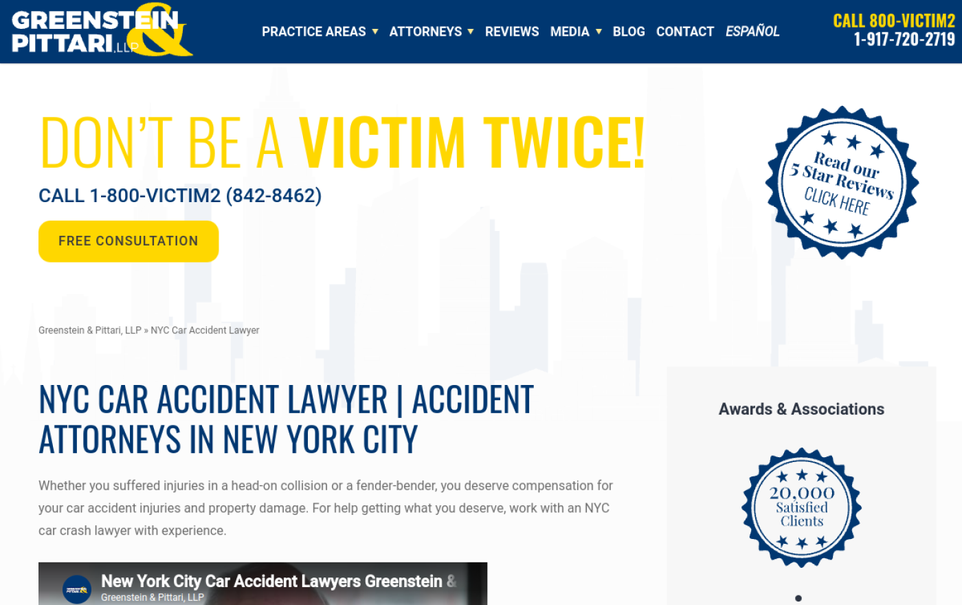 Greenstein & Pittari NYC car accident lawyer page