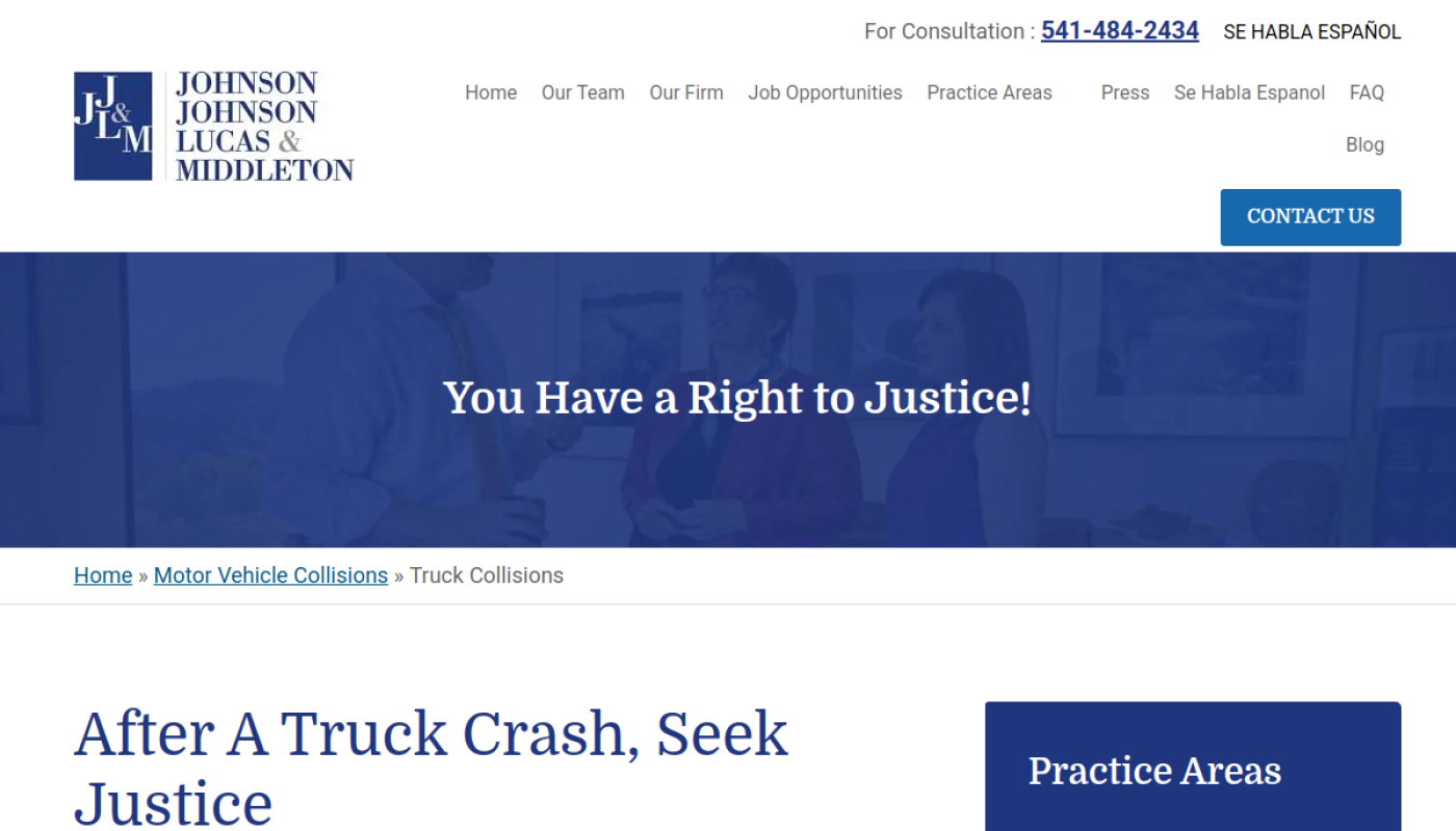 Johnson Johnson Lucas and Middleton truck collisions page, Eugene