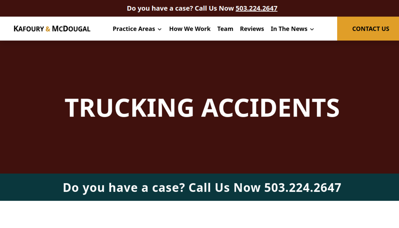 Kafoury McDougal trucking accidents page, Portland