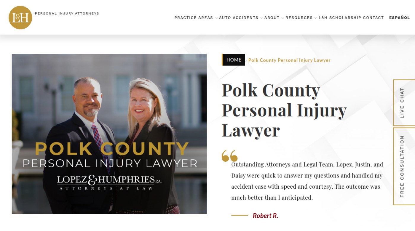 Lopez and Humphries Polk County personal injury lawyer page