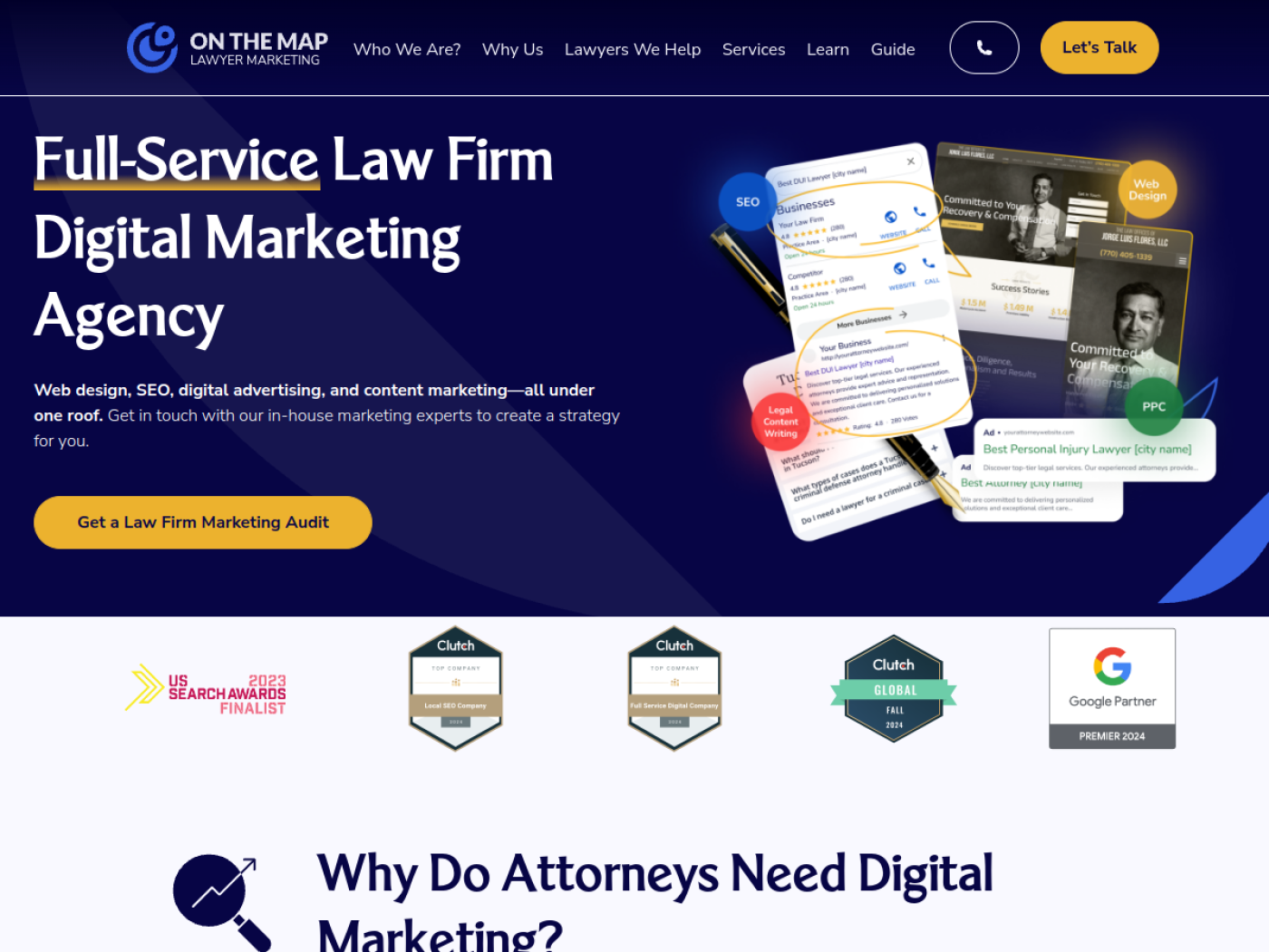 On The Map Marketing law firm digital marketing service page