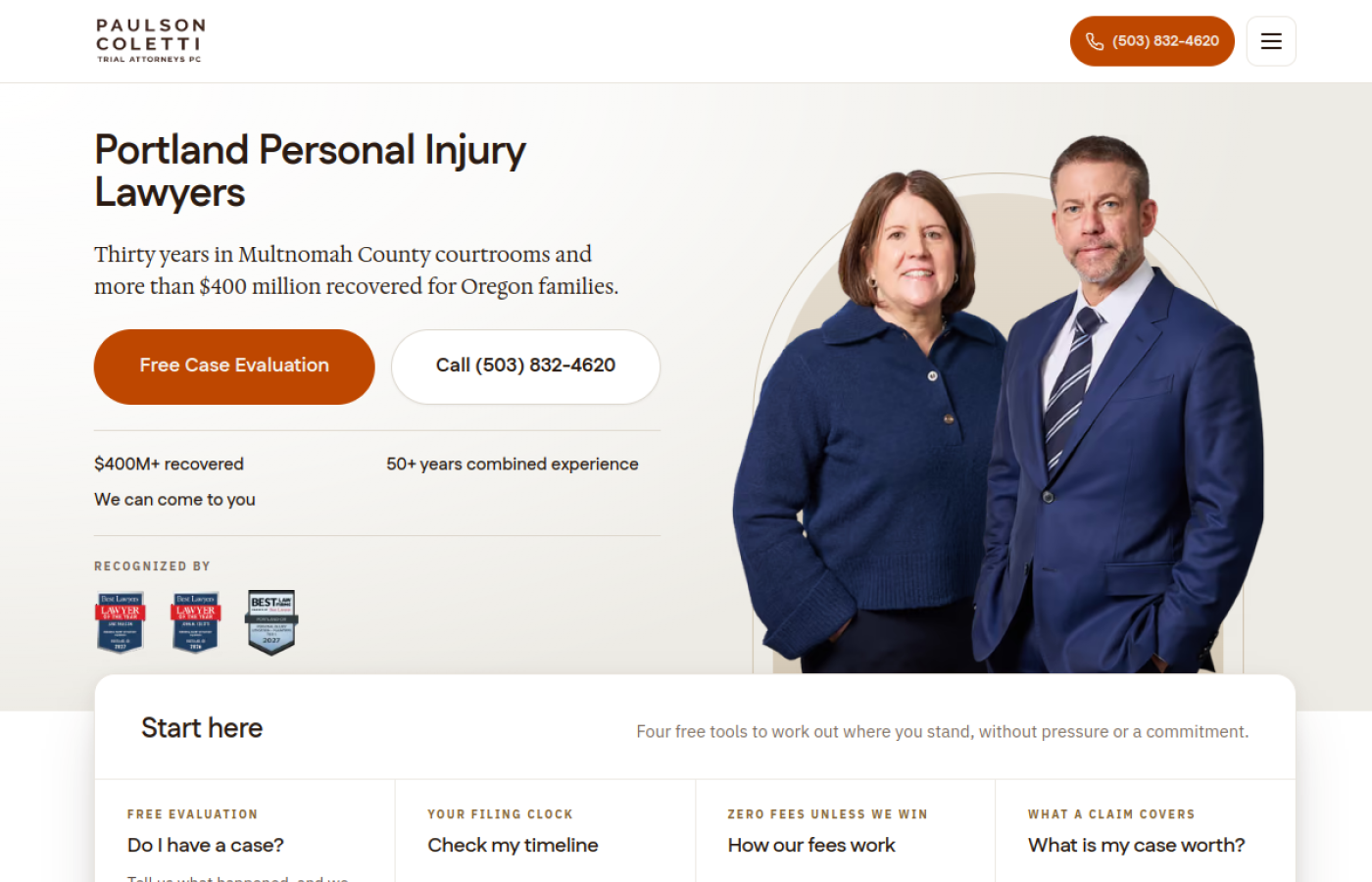 Paulson Coletti Trial Attorneys Portland personal injury lawyers page