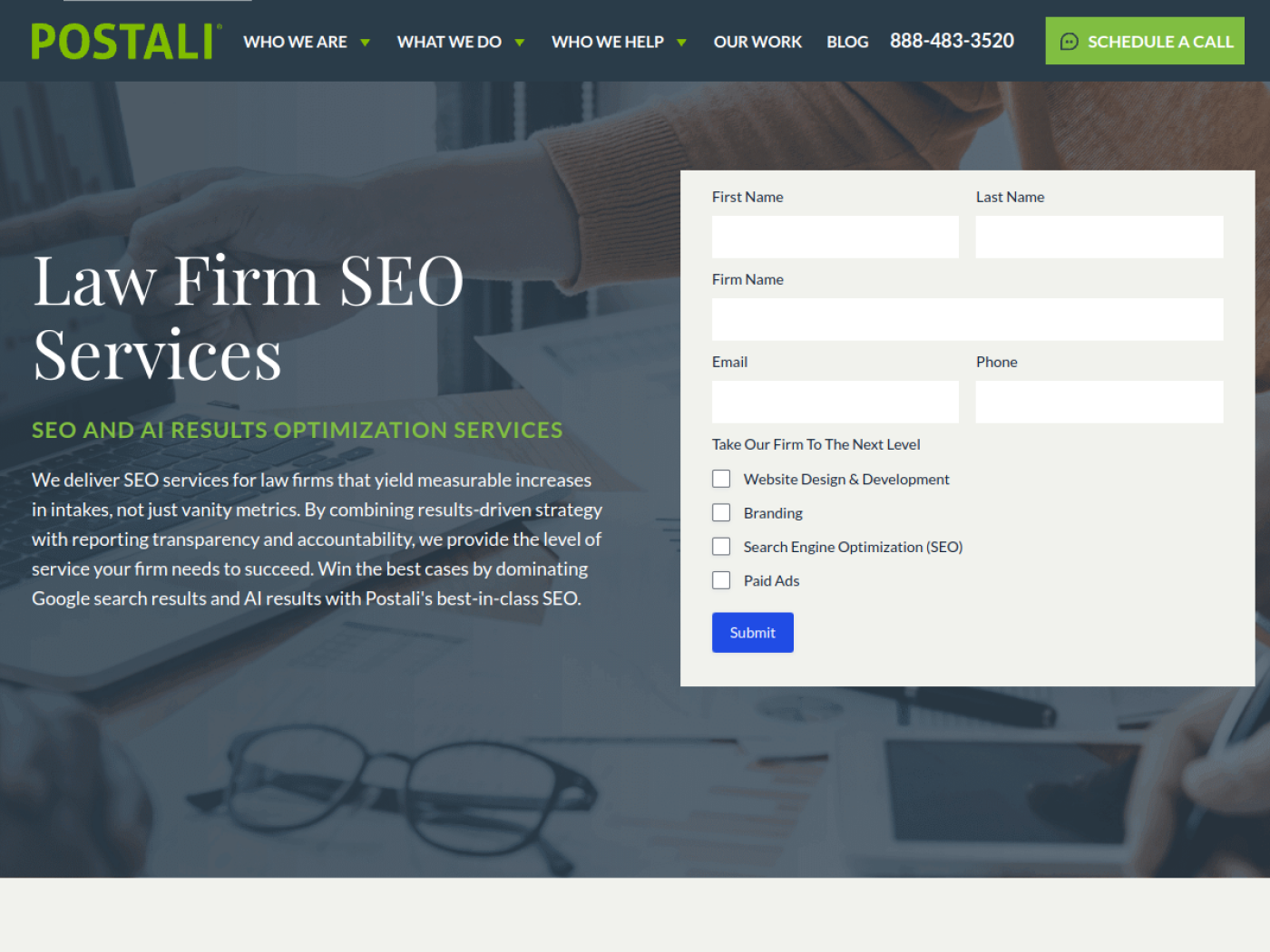 Postali law firm SEO and AI results optimization page