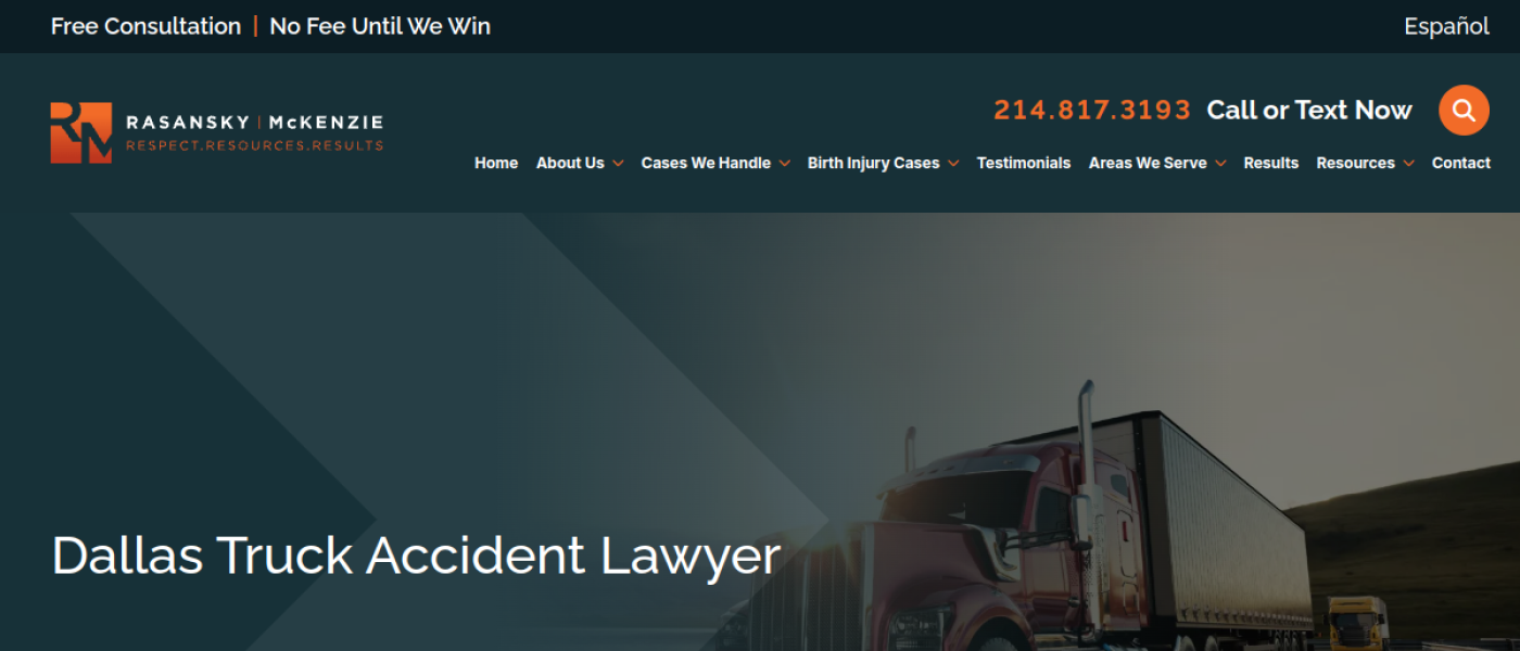 Rasansky McKenzie Law Dallas truck accident lawyer page