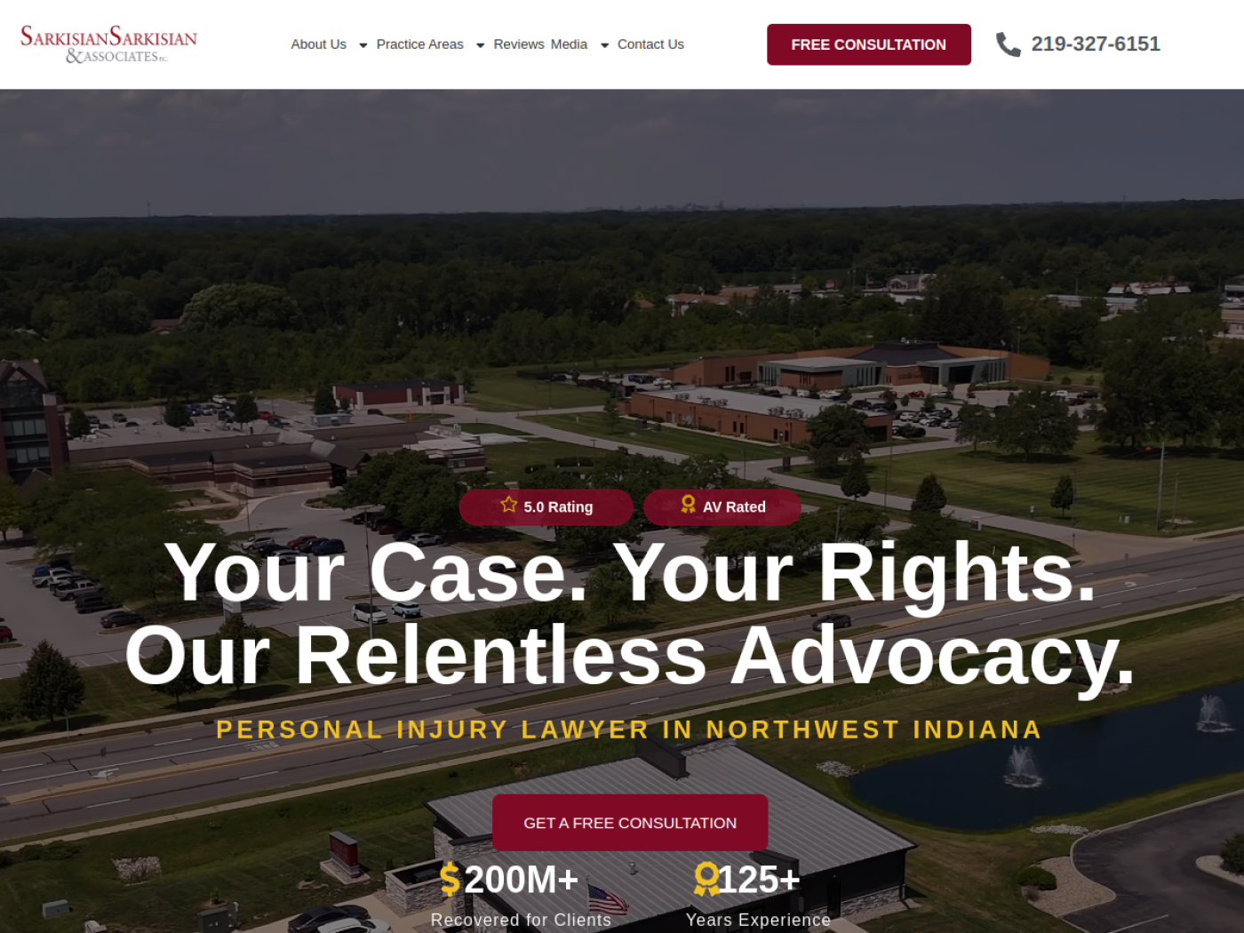Sarkisian Sarkisian and Associates homepage, Northwest Indiana personal injury lawyers