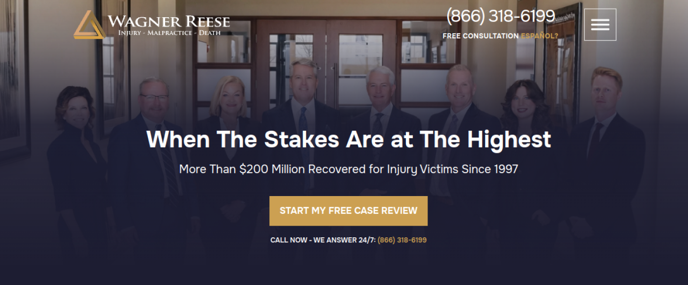 Wagner Reese homepage, Indiana personal injury lawyers